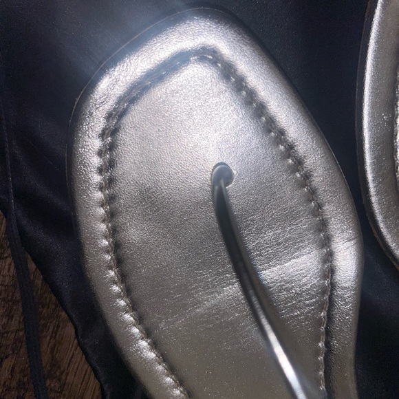 Prada Womens 1X557B_3AU1_F0118 Silver Leather Sandals Brief on Slippers - Picture 6 of 11